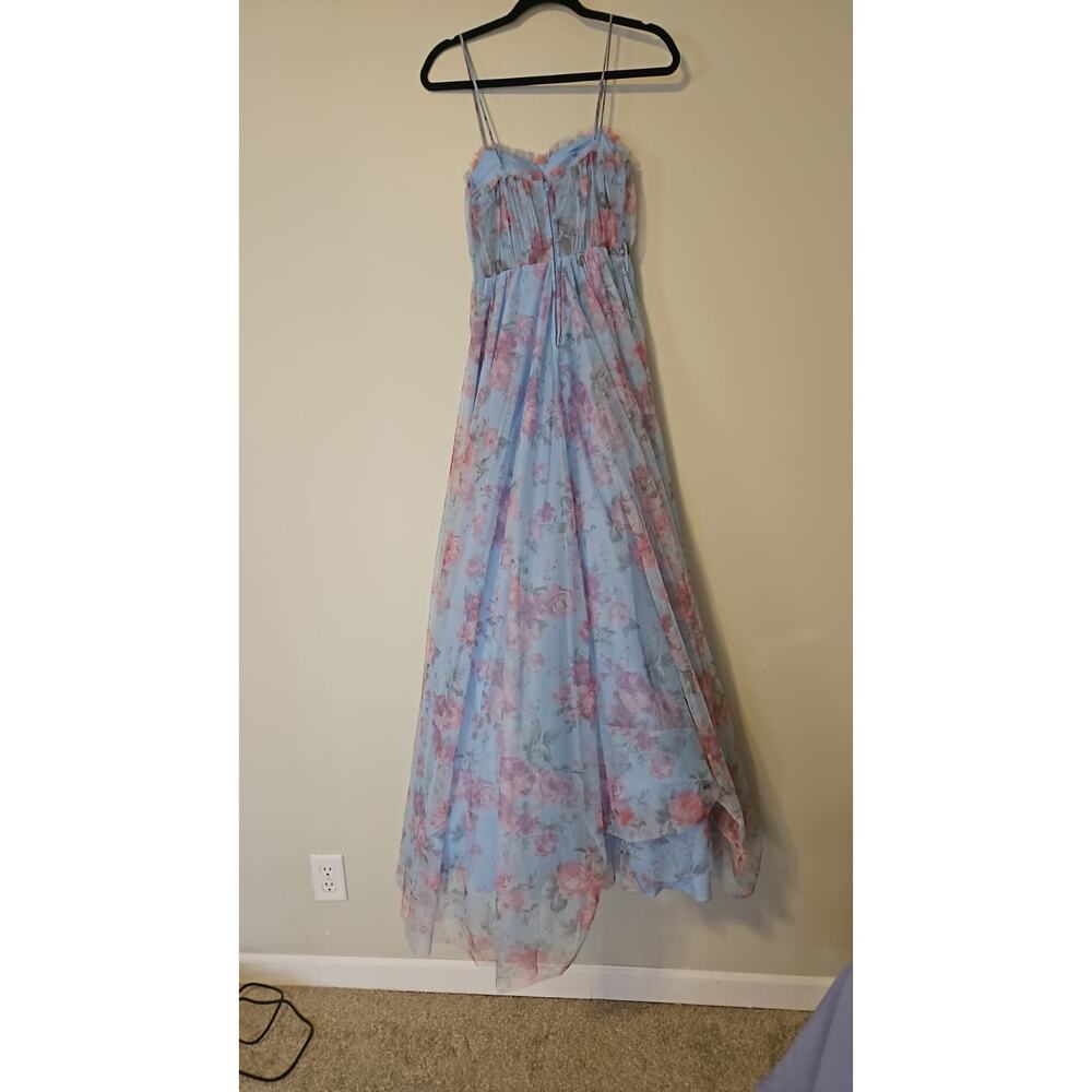City Studios Floral-Print Bustier Gown in Sky Rose - Picture 3 of 7